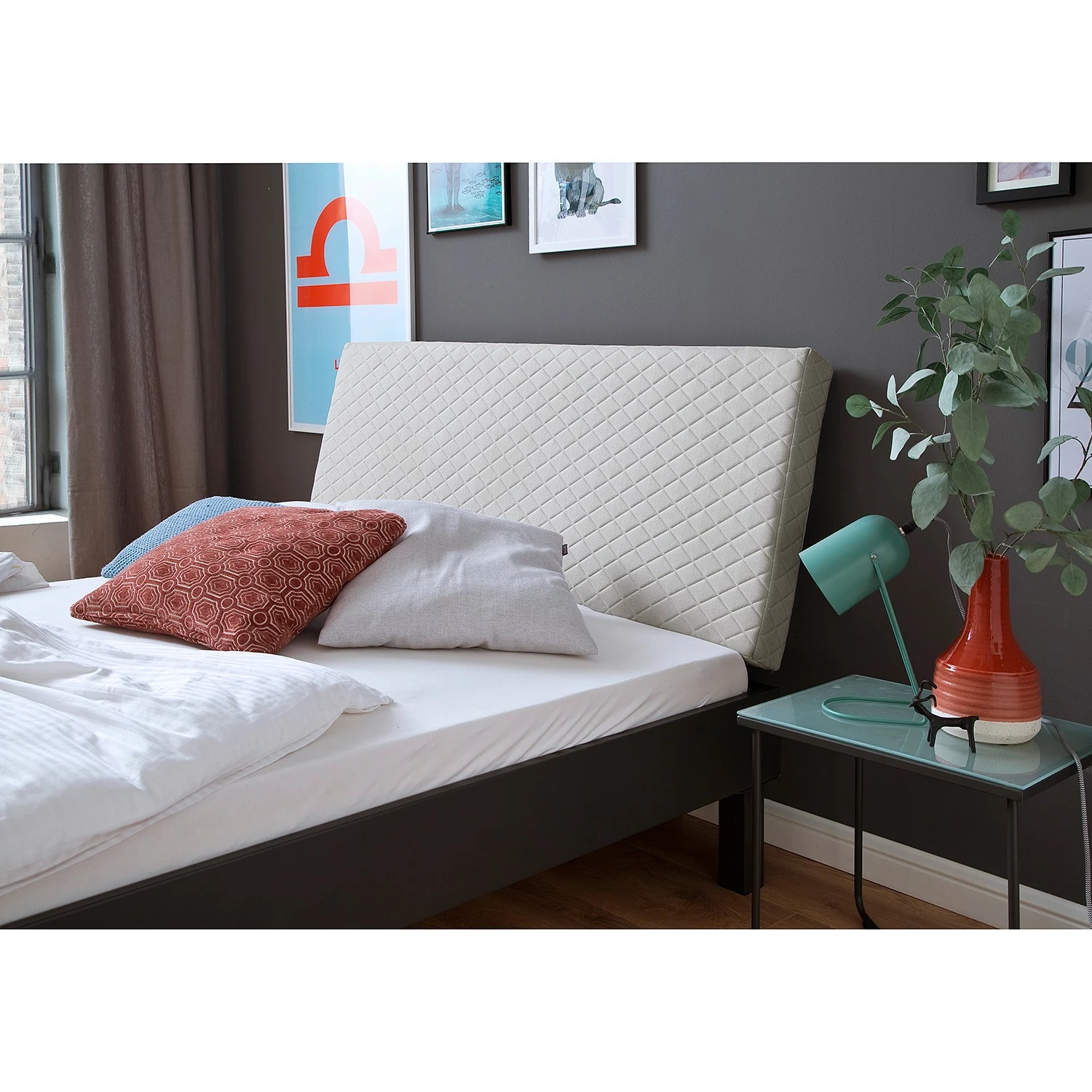 Meise.möbel Einzelbett Boston I - Anthrazit / Hellgrau - Breite: 185 cm - Eckig – Bild 3