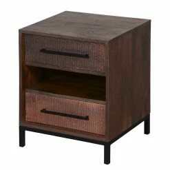 Ars manufacti Nachtkommode Copp - Mango massiv / Metall - Kupfer / Mango Dunkel