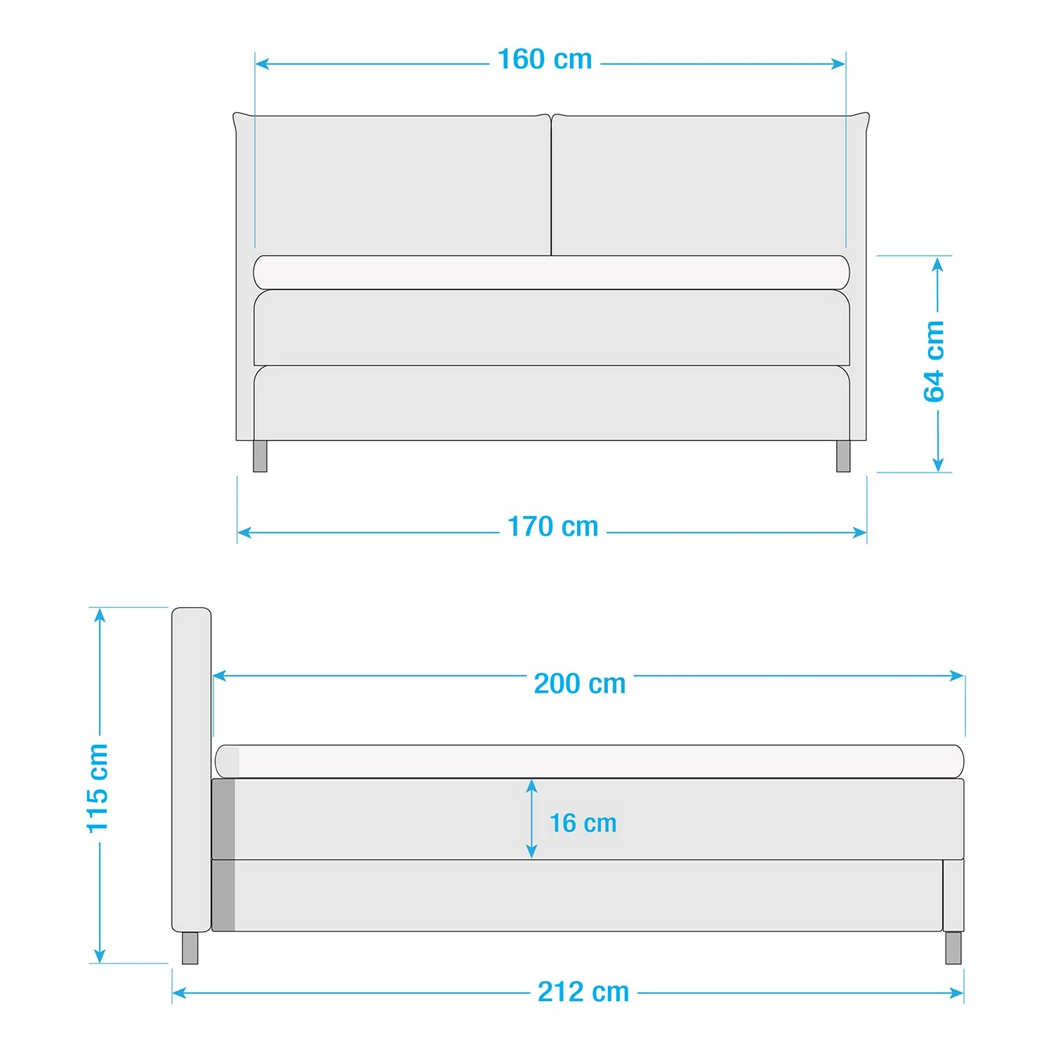 Loftscape Boxspringbett Hometown - Dunkelgrau - 160 x 200cm – Bild 5