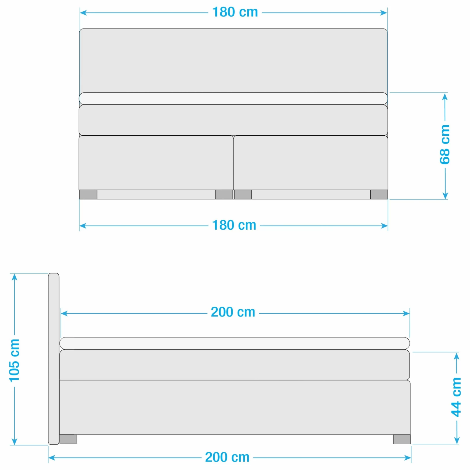 Loftscape Boxspringbett Saint Anne - Anthrazit - 180 x 200cm – Bild 6