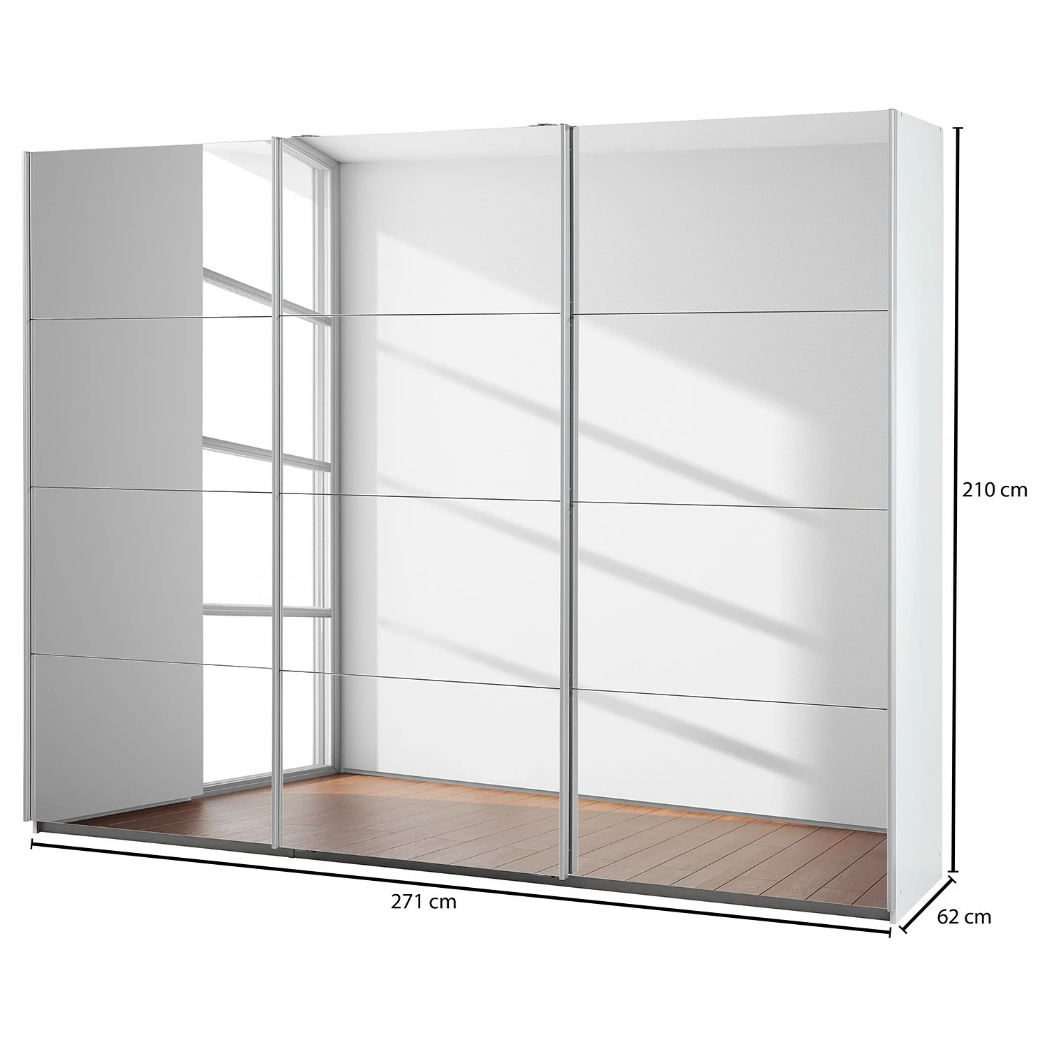 Rauch Orange Schwebetürenschrank Caracas I - Alpinweiß - Breite: 271 cm - Premium - 3 – Bild 10