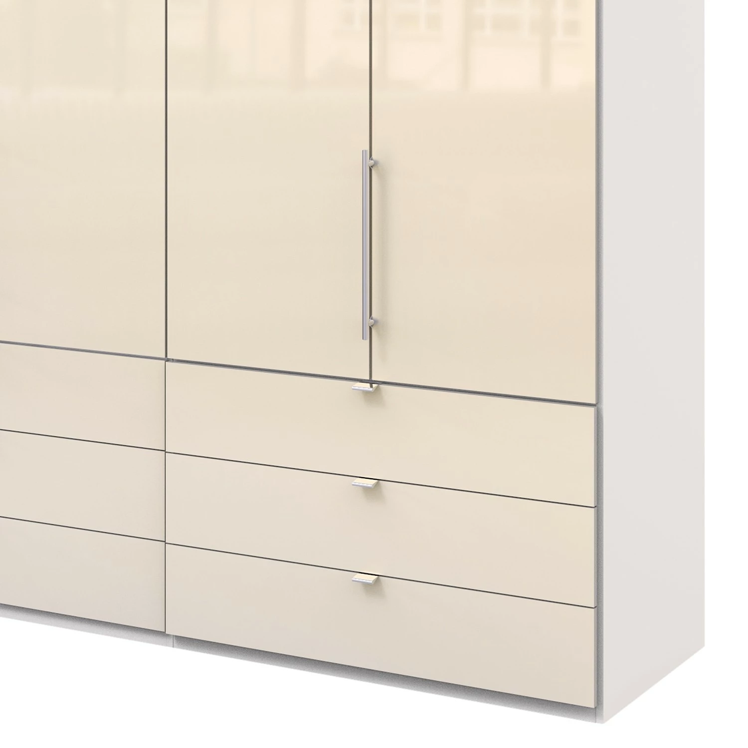 Wiemann Falttürenschrank Loft II - Alpinweiß / Glas Magnolie - Höhe: 216 cm - Breite: 200 cm – Bild 5
