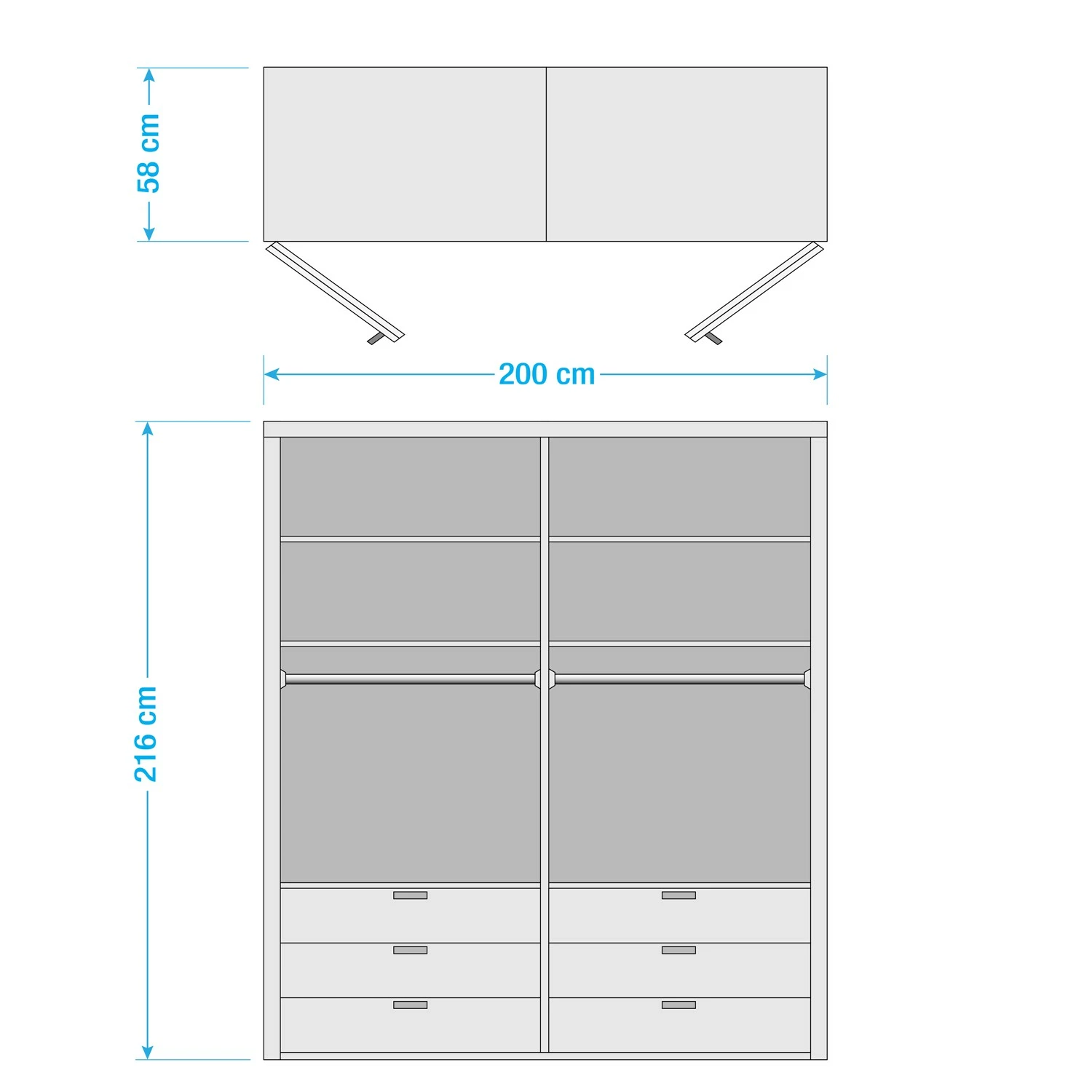 Wiemann Falttürenschrank Loft II - Alpinweiß / Glas Magnolie - Höhe: 216 cm - Breite: 200 cm – Bild 10