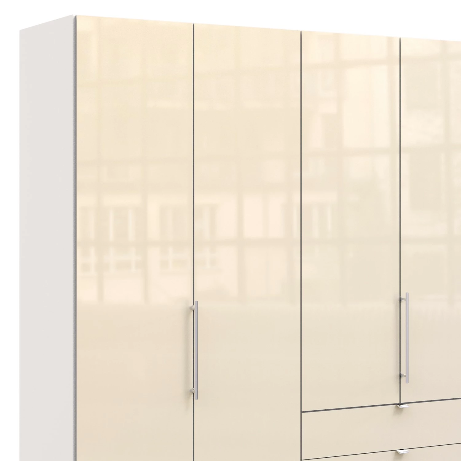 Wiemann Falttürenschrank Loft I - Alpinweiß / Glas Magnolie - Höhe: 236 cm - Schublade rechts – Bild 4