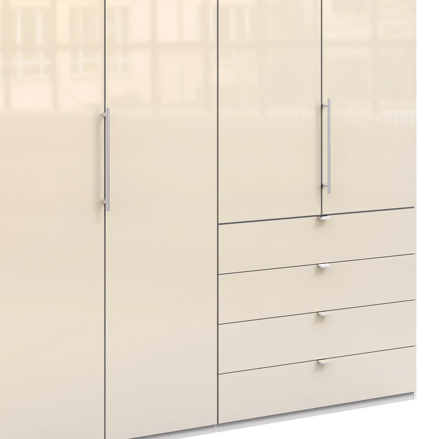 Wiemann Falttürenschrank Loft I - Alpinweiß / Glas Magnolie - Höhe: 236 cm - Schublade rechts – Bild 5