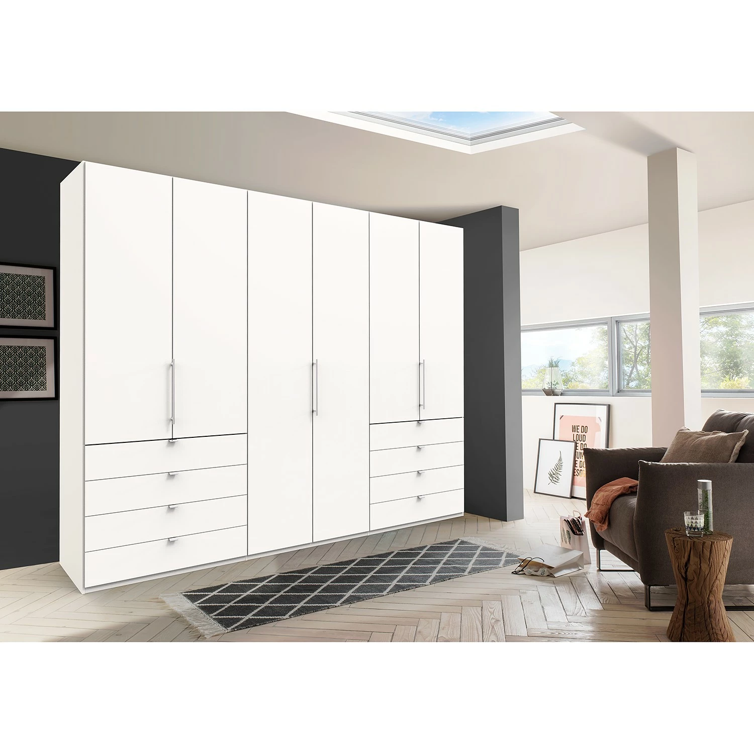 Wiemann Falttürenschrank Loft IV - Weiß - Höhe: 236 cm - Breite: 300 cm - Schublade außen – Bild 2