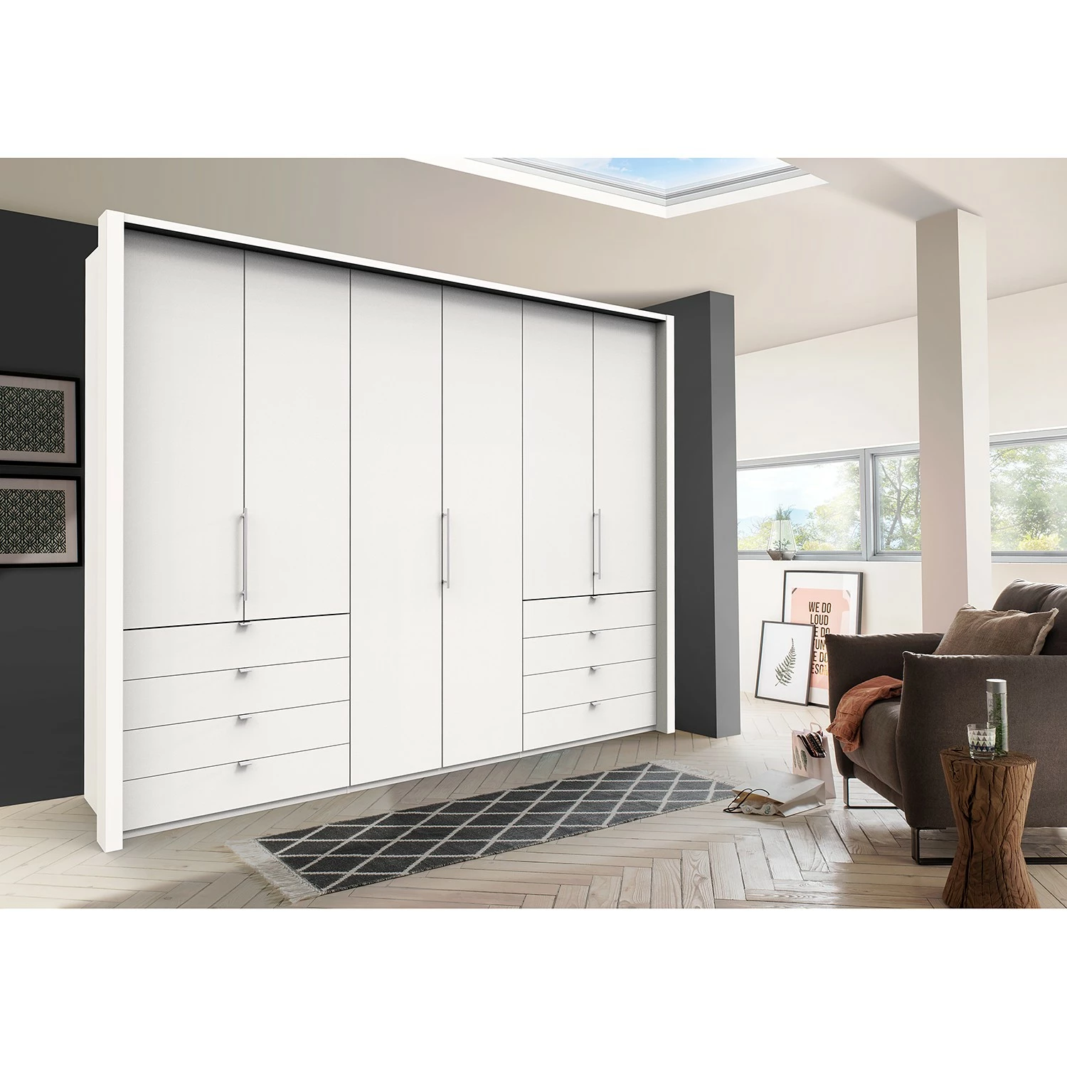 Wiemann Falttürenschrank Loft IV - Weiß - Höhe: 236 cm - Breite: 300 cm - Schublade außen – Bild 3