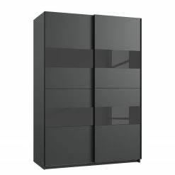 Wimex Schwebetürenschrank Altona I - Graphit / Glas Schwarz - Breite: 135 cm