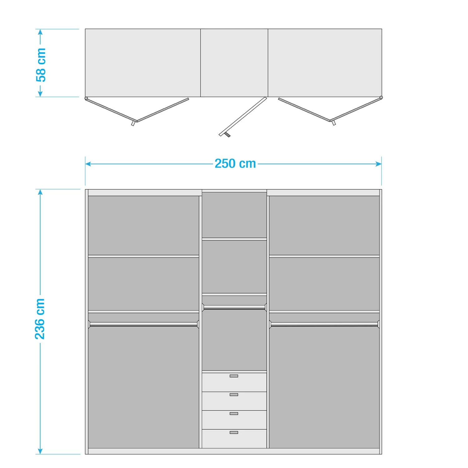 Wiemann Falttürenschrank Loft VI - Havanna - Höhe: 236 cm – Bild 11
