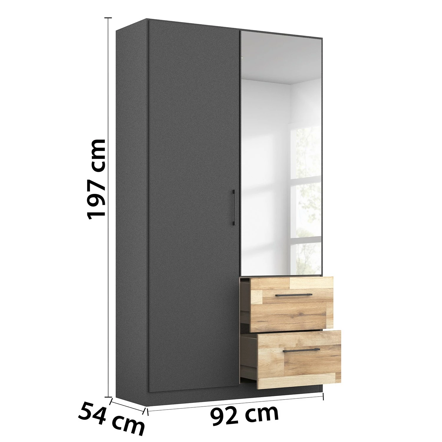 Rauch Blue Drehtürenschrank Pai - Graumetallic - Breite: 92 cm – Bild 7