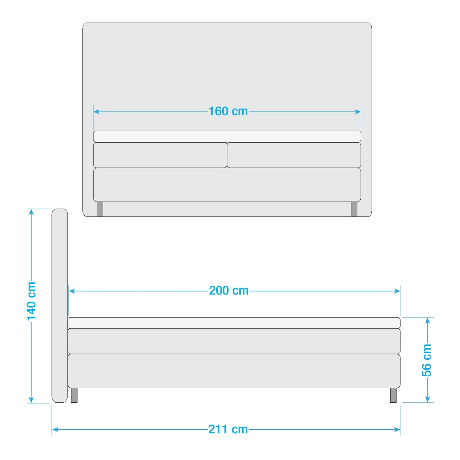 Loftscape Boxspringbett Peetri - Silber - 160 x 200cm – Bild 5