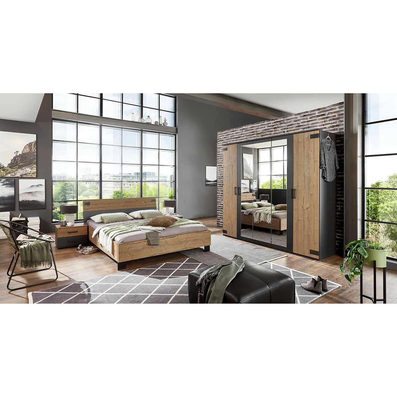 Wimex Futonbett Malmoe - Edeltanne Dekor / Graphit - 180 x 200cm – Bild 2