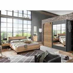 Wimex Schlafzimmer-Set Malmoe II (4-teilig) - Edeltanne Dekor / Graphit - 180 x 200cm - Breite: 270 cm