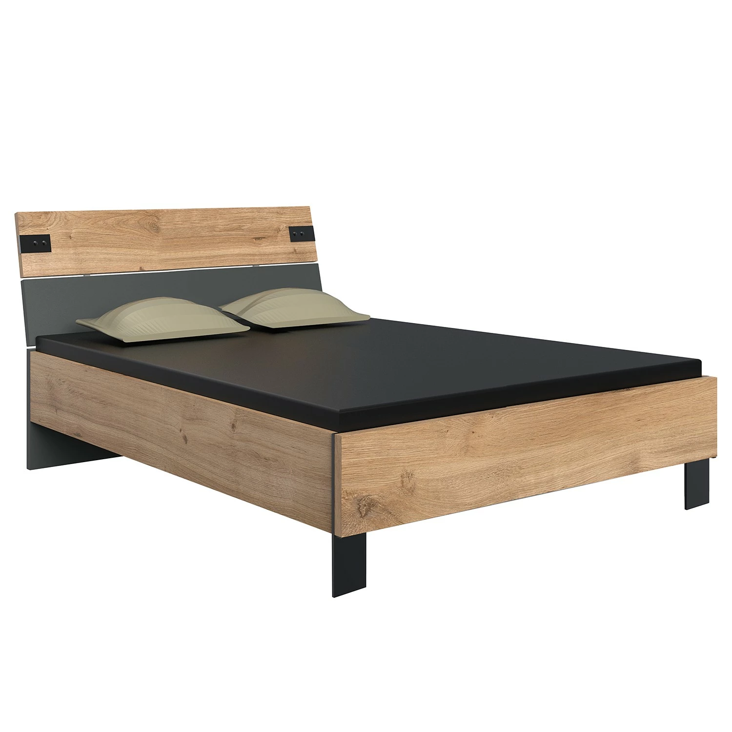 Wimex Bettanlage Malmoe - Eiche geplankt Dekor / Graphit - 140 x 200cm – Bild 3