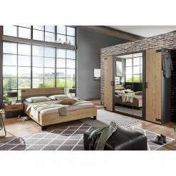 Wimex Schlafzimmer-Set Malmoe I (4-teilig) - Edeltanne Dekor / Graphit - 180 x 200cm - Breite: 225 cm