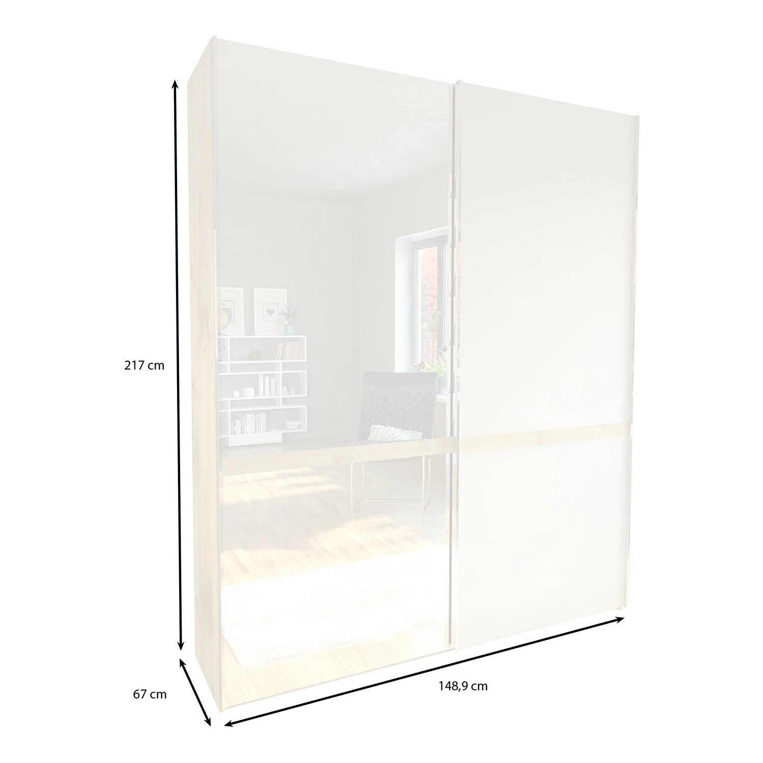 Wiemann Schwebetürenschrank Barcelona II - Höhe: 217 cm - Breite: 150 cm – Bild 5