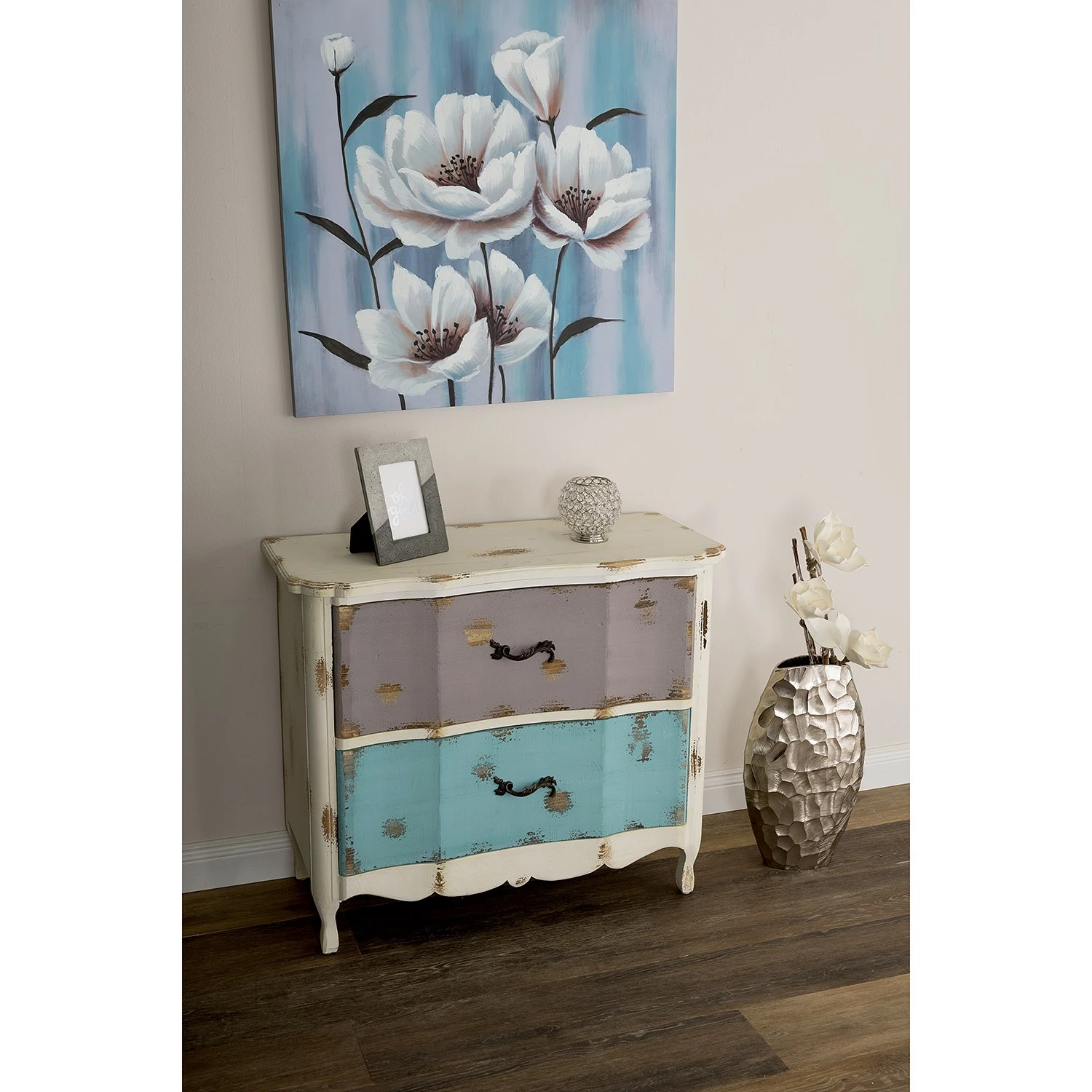 Ridgevalley Kommode Rusper - Tanne massiv - Vintage Weiß / Mehrfarbig – Bild 2