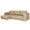 Fredriks Ecksofa Summer - Recycelter Strukturstoff Gesa: Beige - Longchair davorstehend links - Mit Schlaffunktion