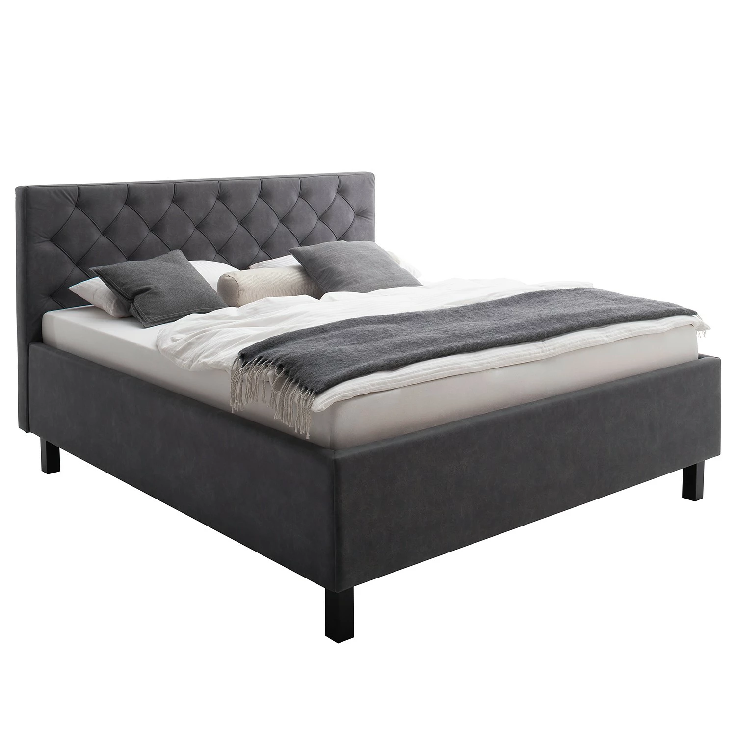 Meise.möbel Polsterbett San Remo - Anthrazit - 180 x 200cm - Schwarz