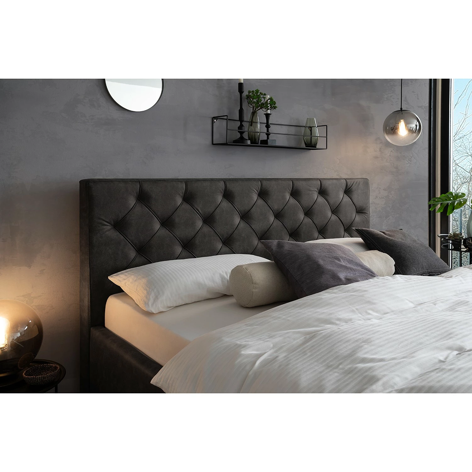 Meise.möbel Polsterbett San Remo - Anthrazit - 180 x 200cm - Schwarz – Bild 3