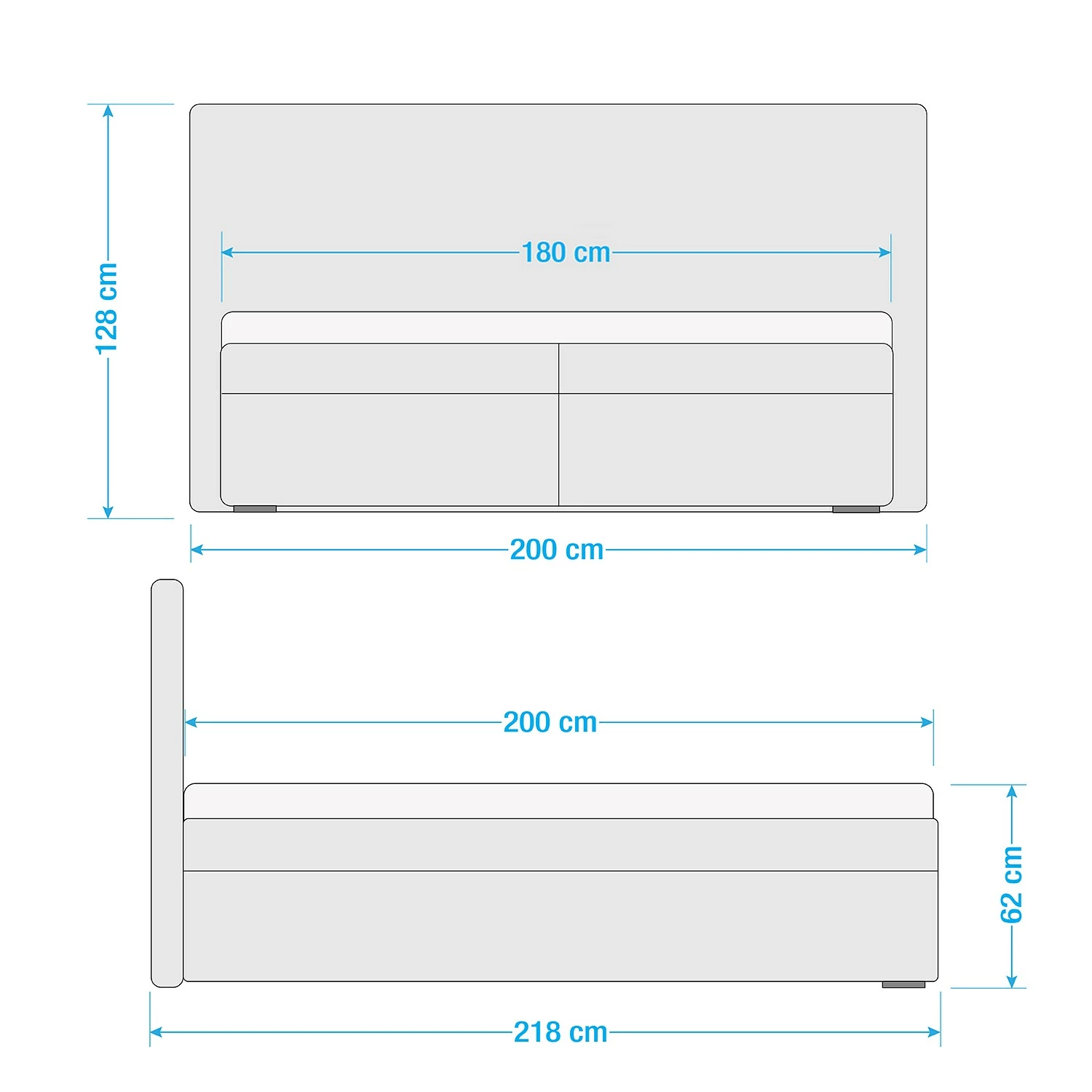 Loftscape Boxspringbett Madrid - Grau – Bild 8