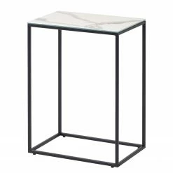 Loftscape Beistelltisch Rachel - Glas / Metall - Marmor Weiß Dekor / Schwarz