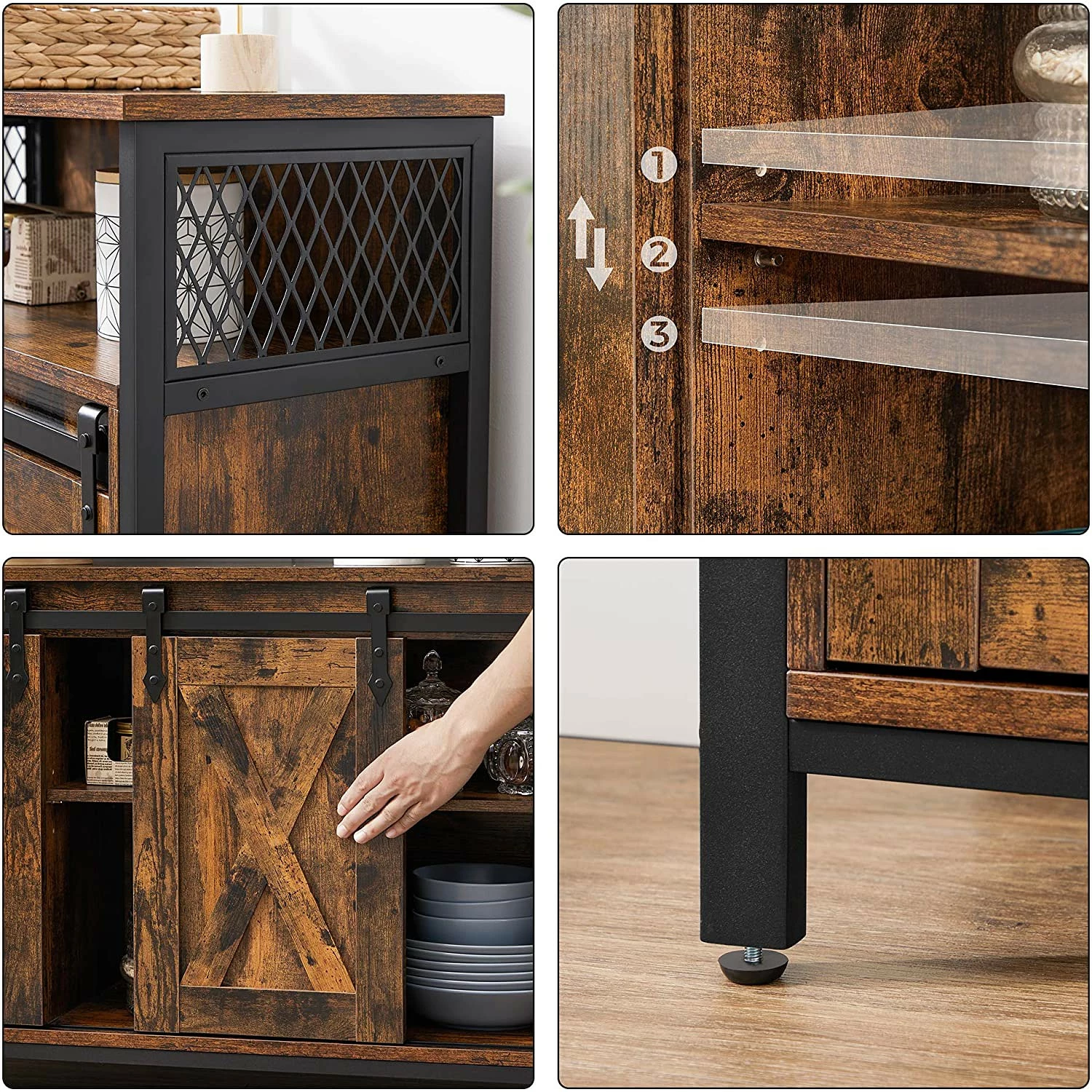 Red Living Kommode Hazlet II - Braun / Schwarz – Bild 6