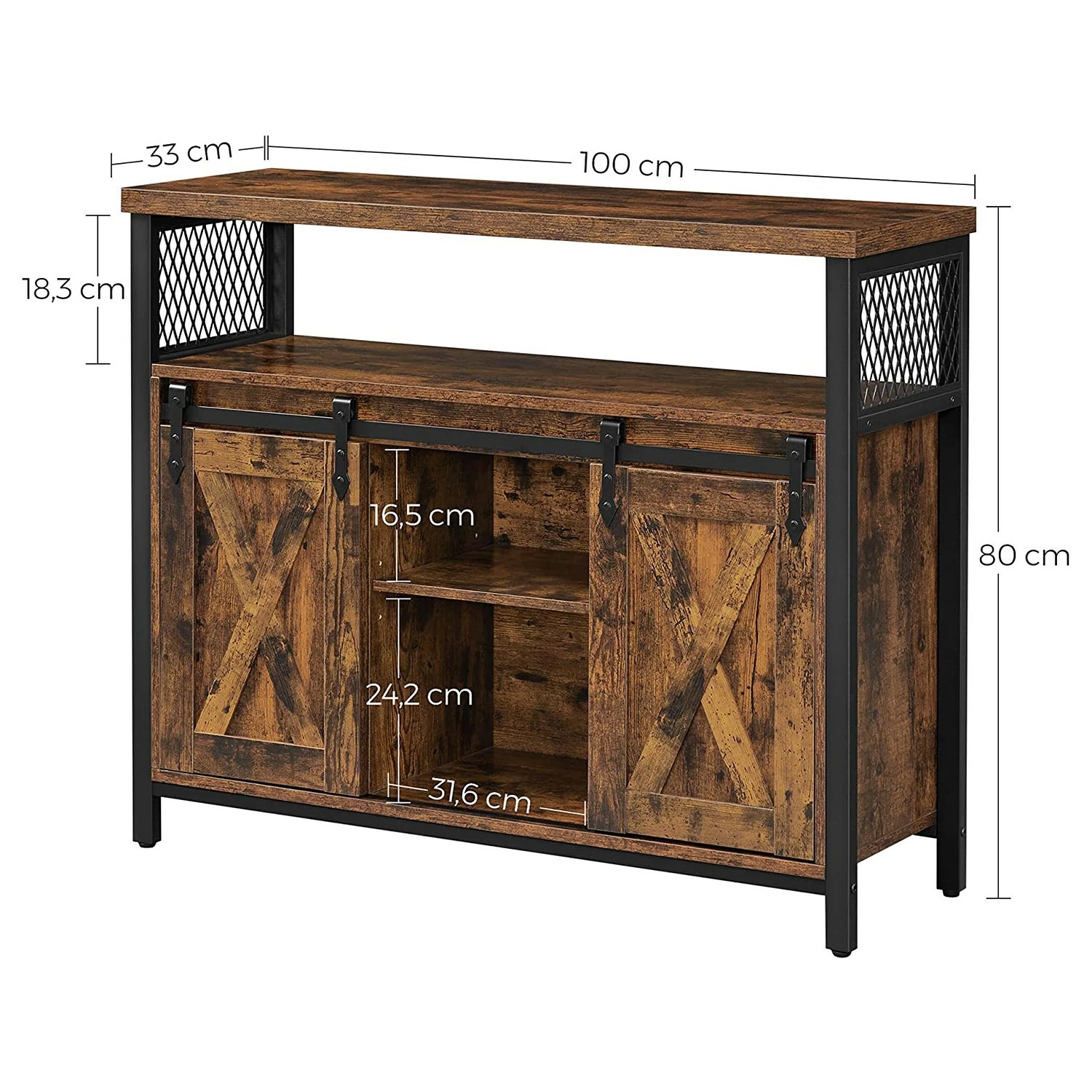 Red Living Kommode Hazlet II - Braun / Schwarz – Bild 8