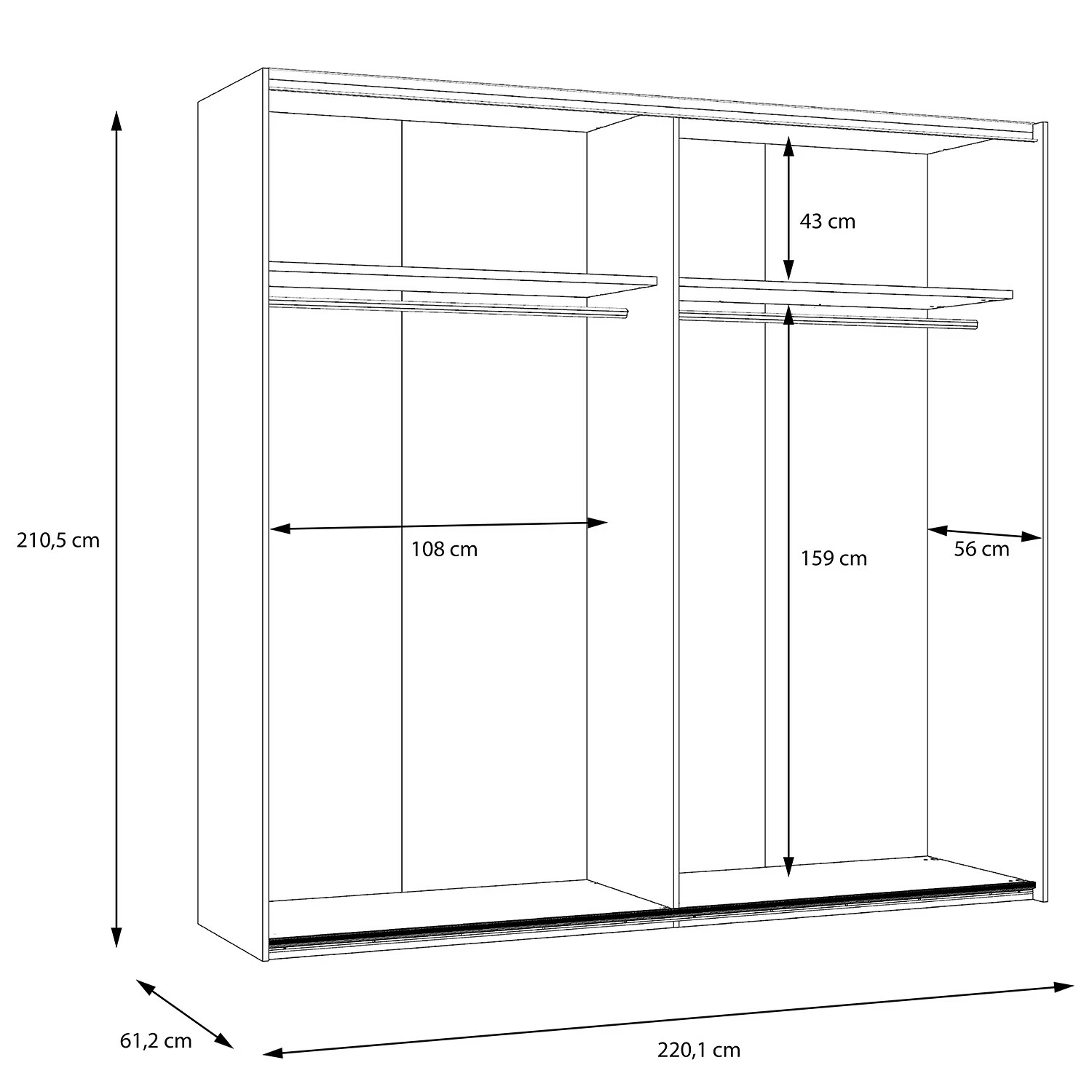 Loftscape Schwebetürenschrank Dawson - Breite: 220 cm – Bild 6