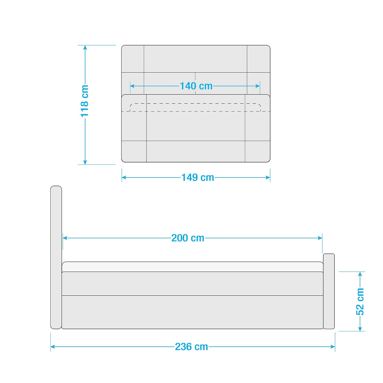 Loftscape Boxspringbett Chandler IV - Schwarz - 140 x 200cm - H2 – Bild 7