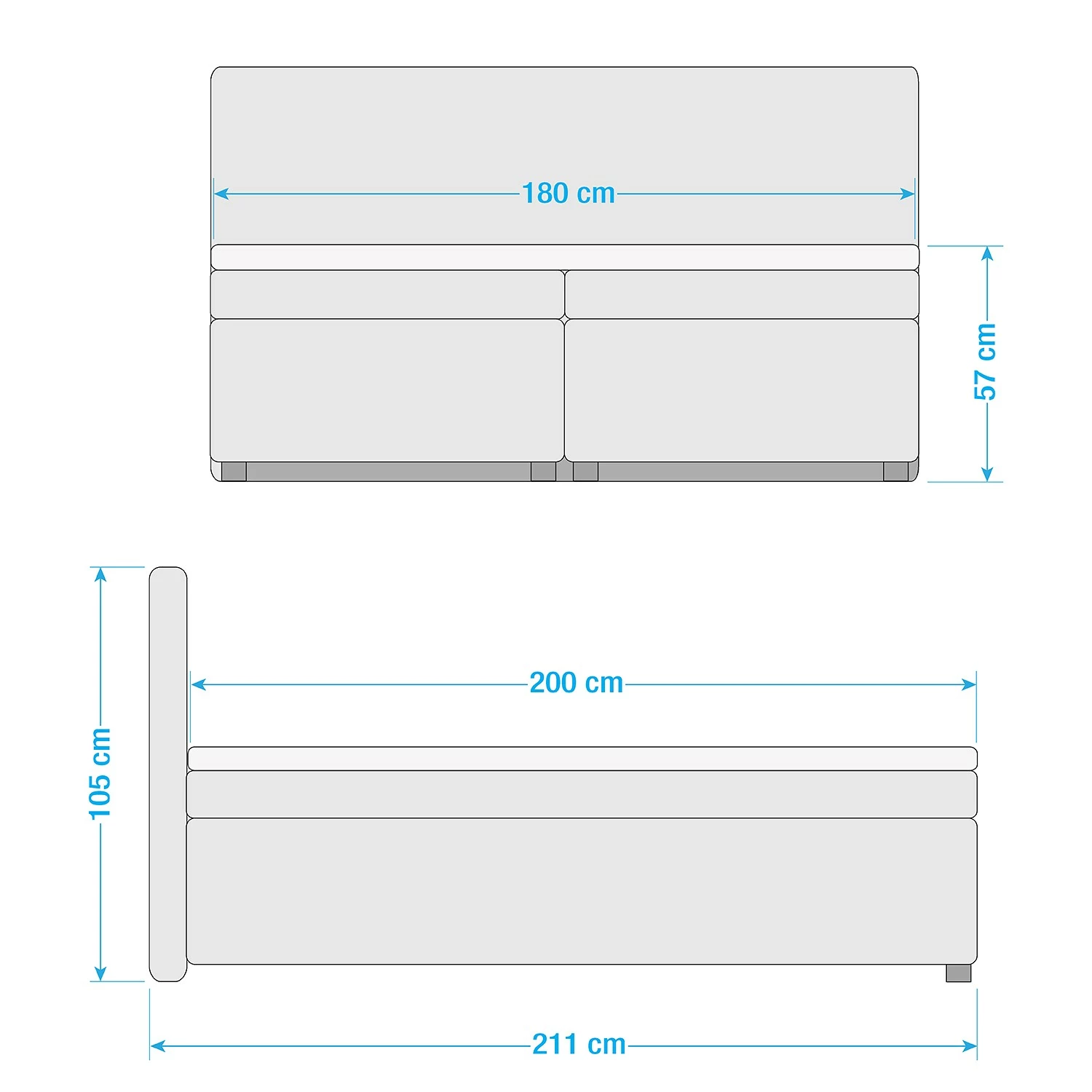 Loftscape Boxspringbett Milton - Schwarz - 180 x 200cm – Bild 4