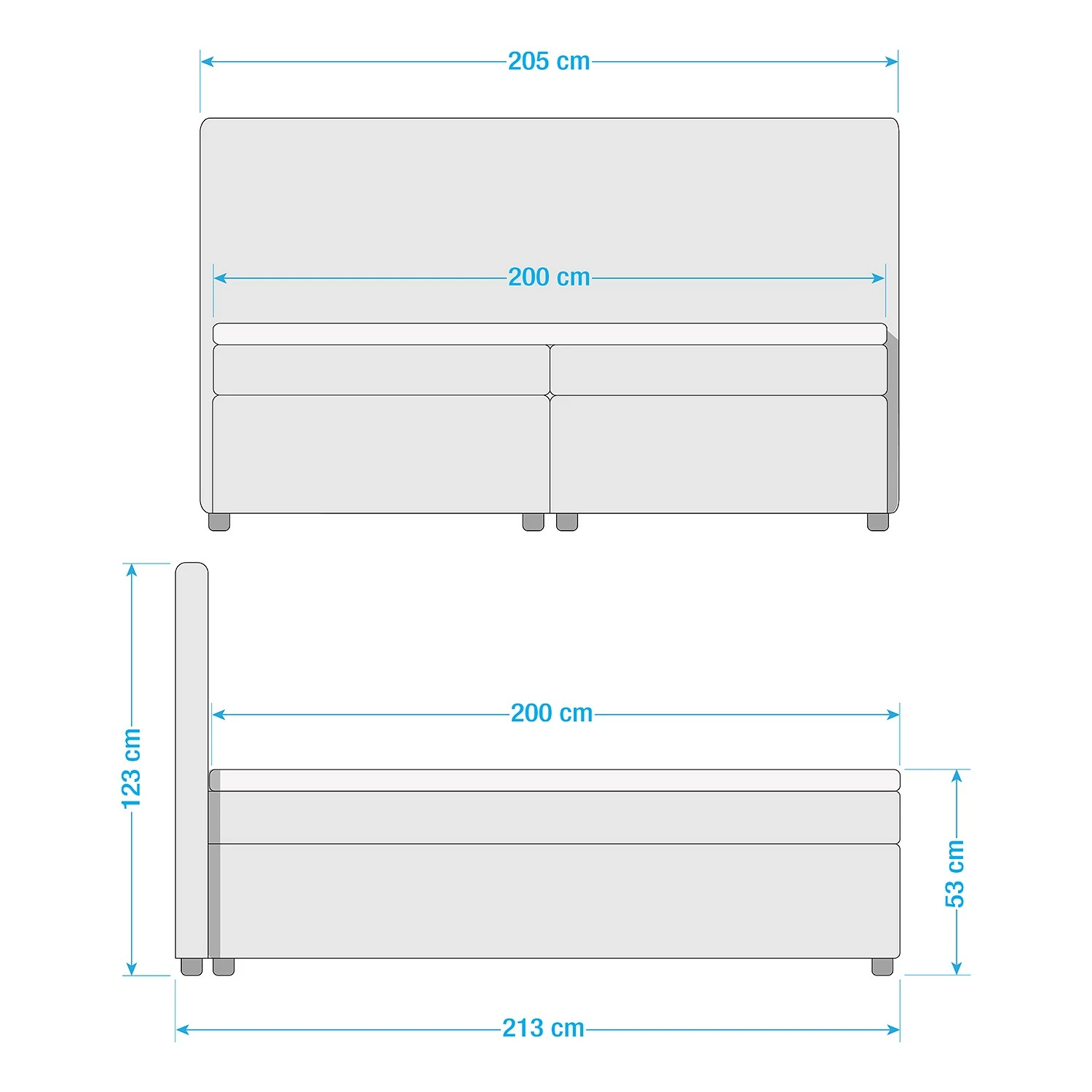 Loftscape Boxspringbett Miriam - Beige - 200 x 200cm – Bild 11