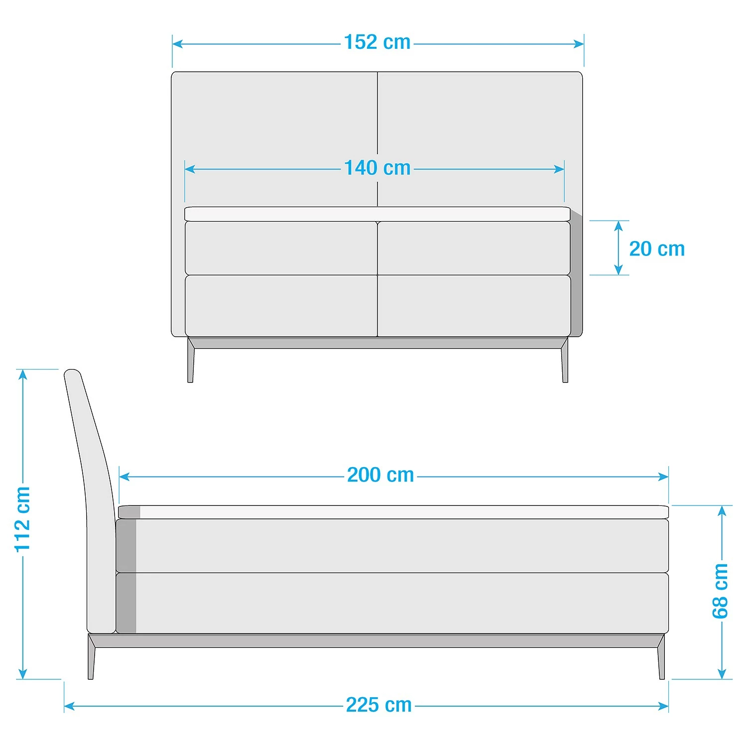 Loftscape Boxspringbett Juno - Microfaser Atea: Schlamm - 140 x 200cm - H3 – Bild 3