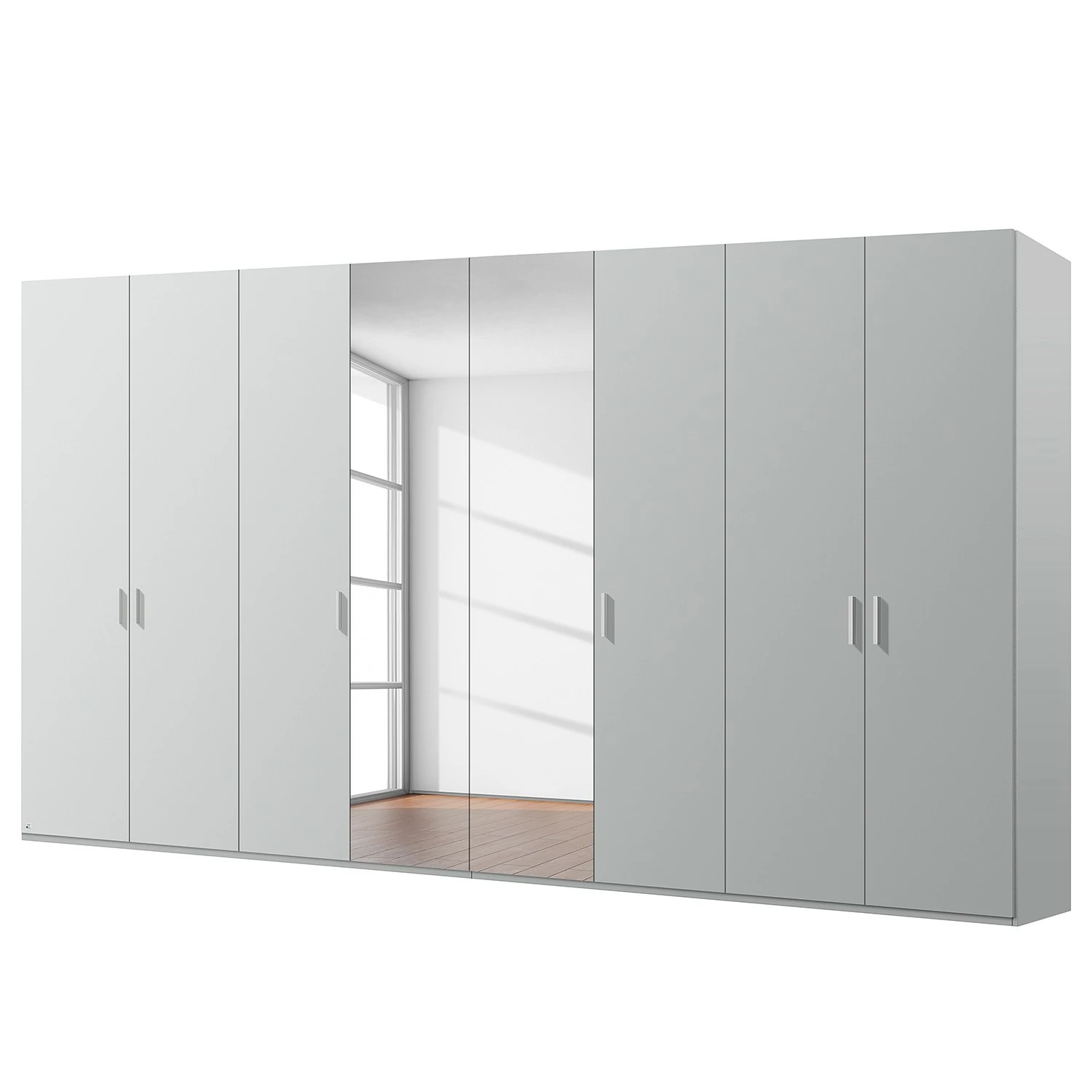 Drehtürenschrank SKØP pure reflect - Seidengrau - Höhe: 236 cm - Breite: 360 cm