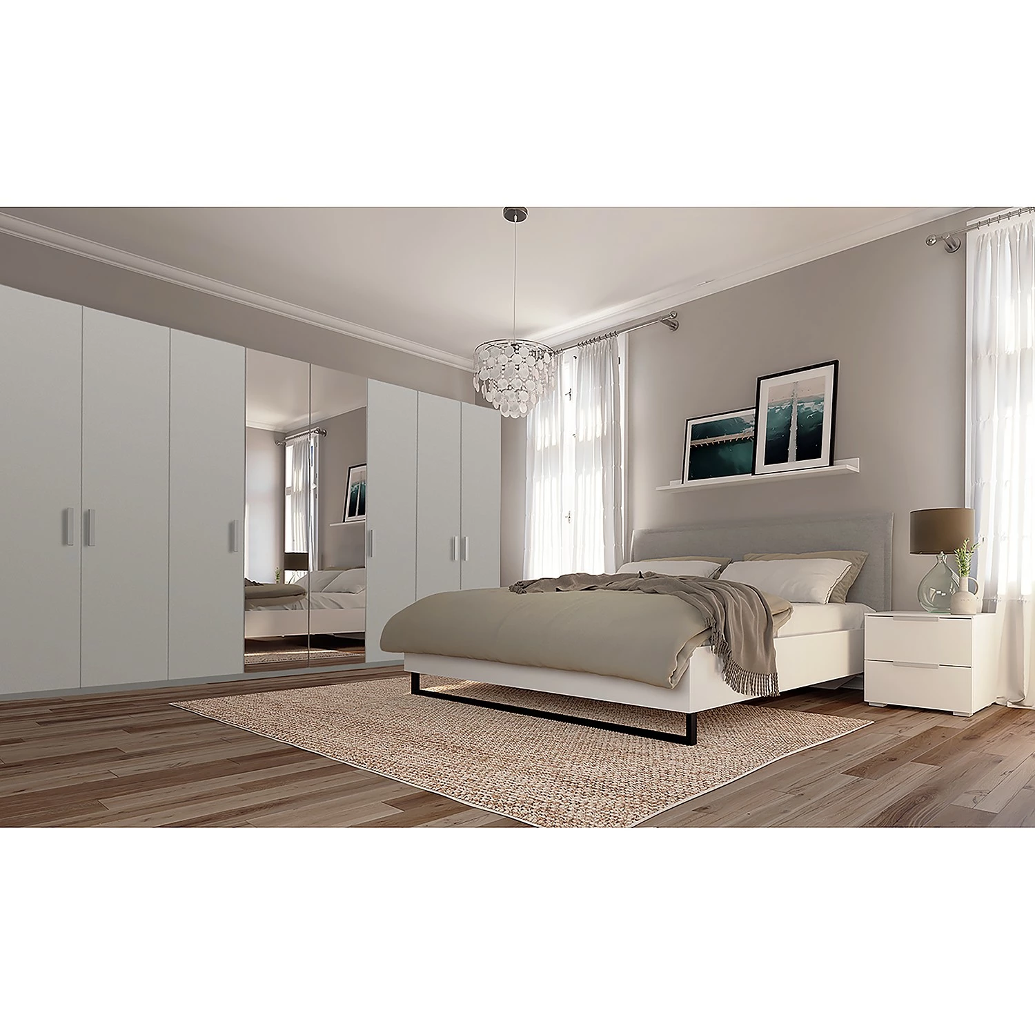 Drehtürenschrank SKØP pure reflect - Seidengrau - Höhe: 236 cm - Breite: 360 cm – Bild 2