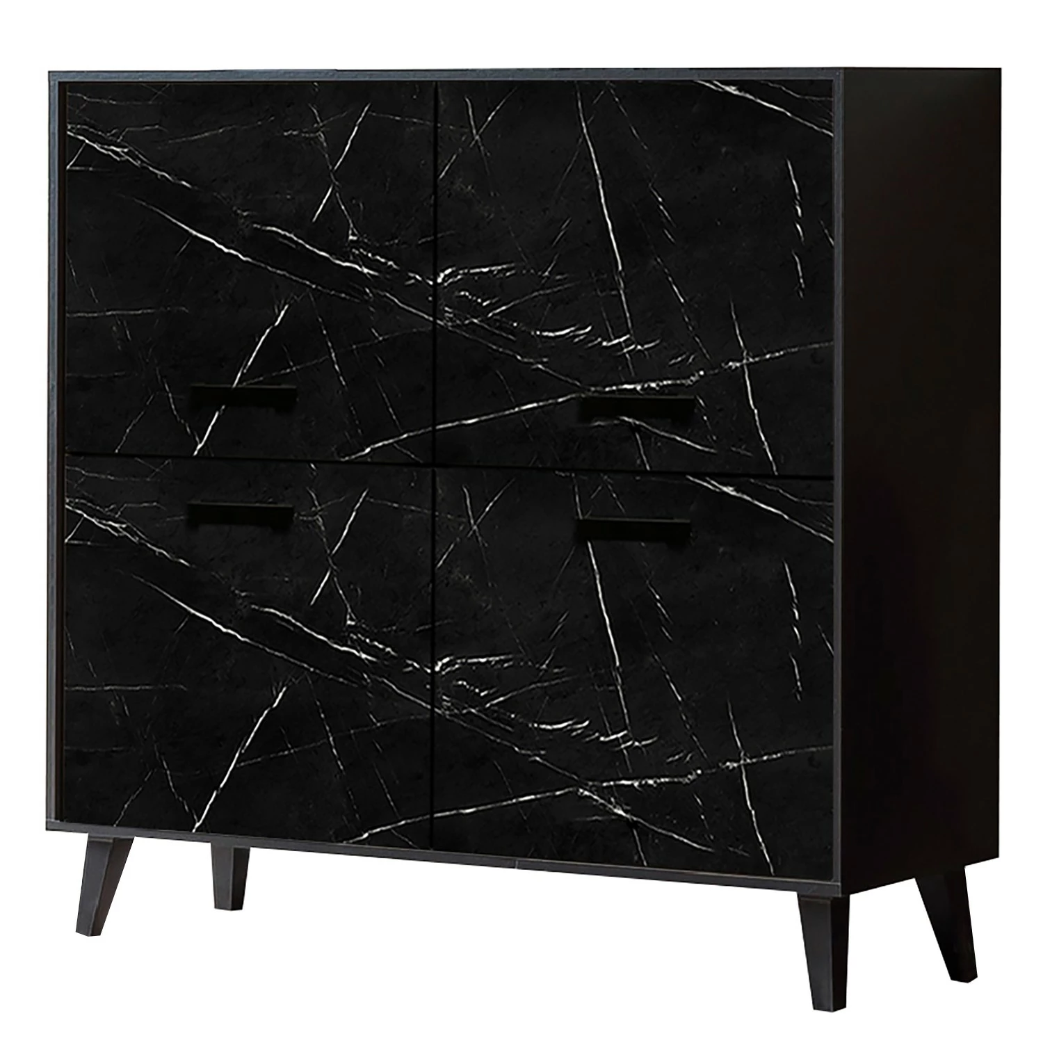 Jack & Alice Kommode Fintel I - Marmor Schwarz Dekor / Schwarz