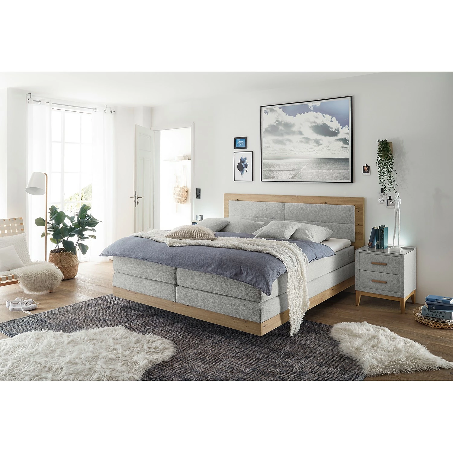 Loftscape Boxspringbett Batik Love - Webstoff Raya: Silber – Bild 2