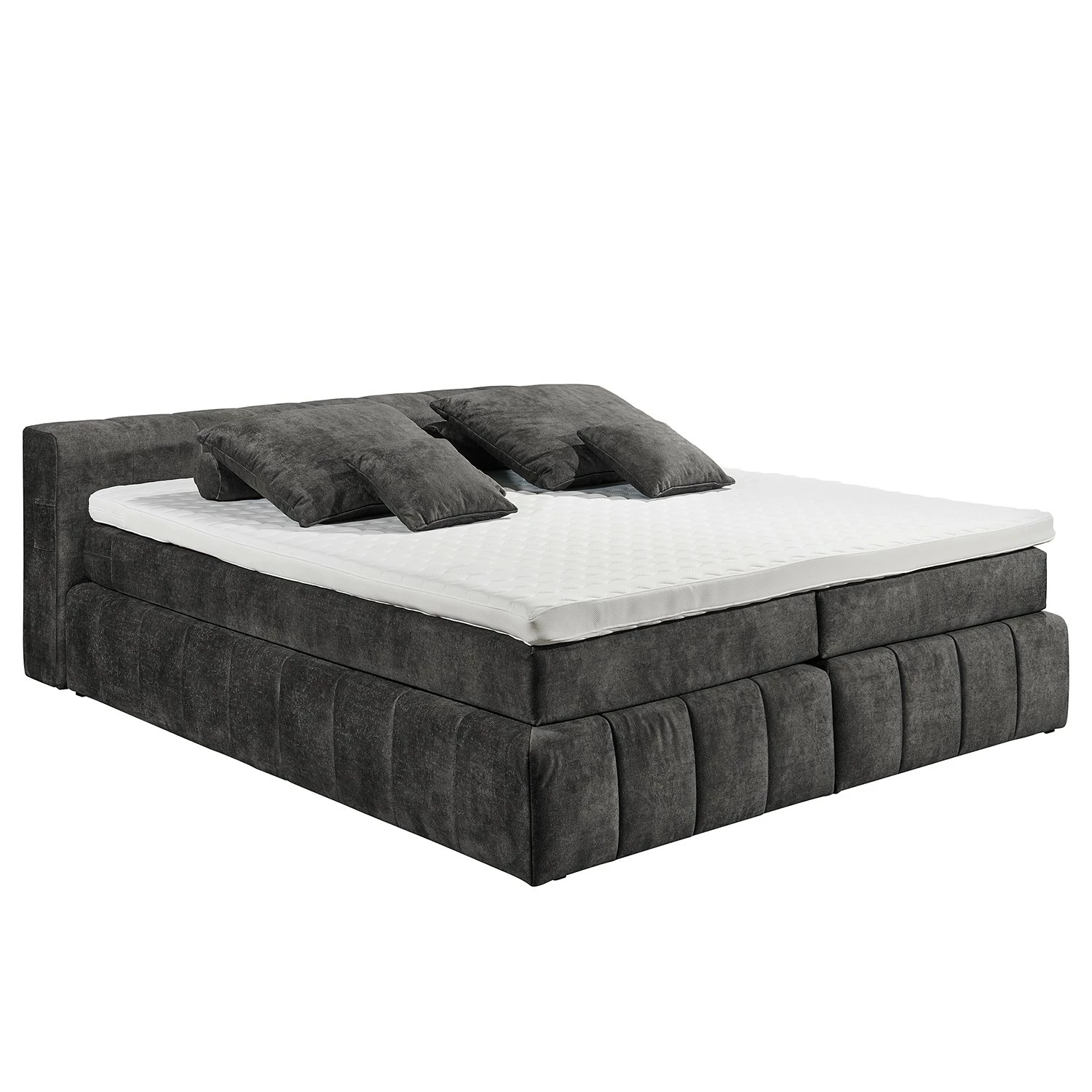 Loftscape Boxspringbett Corryton - Microfaser Inga: Dunkelgrau - 140 x 200cm