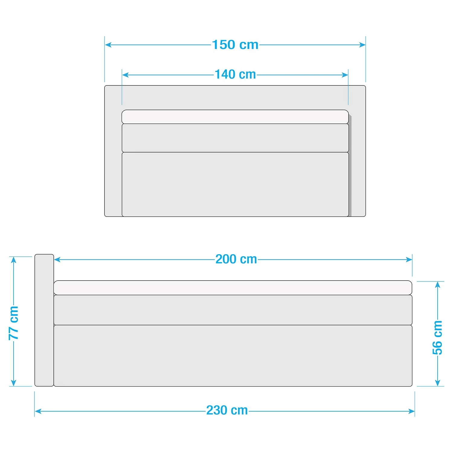 Loftscape Boxspringbett Corryton - Microfaser Inga: Dunkelgrau - 140 x 200cm – Bild 6