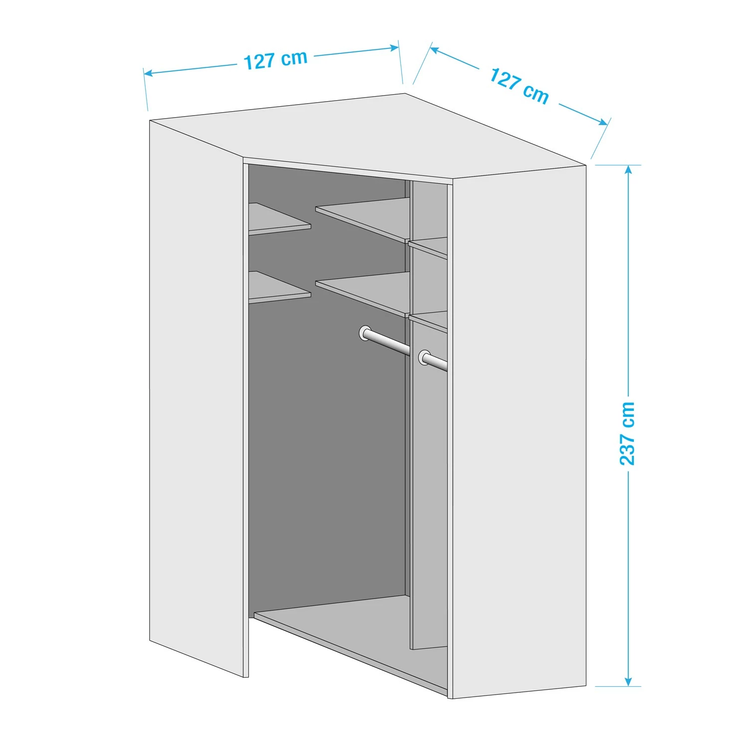 Eckschrank SKØP reflect - Graphit - Höhe: 236 cm - Breite: 127 cm – Bild 4