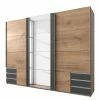 Wimex Schwebetürenschrank Emden2 - Anthrazit / Plankeneiche Dekor - Breite: 270 cm