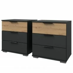 Wimex Nachtkommode Gibraltar - Eiche Artisan Dekor / Anthrazit - 3 - 2er Set