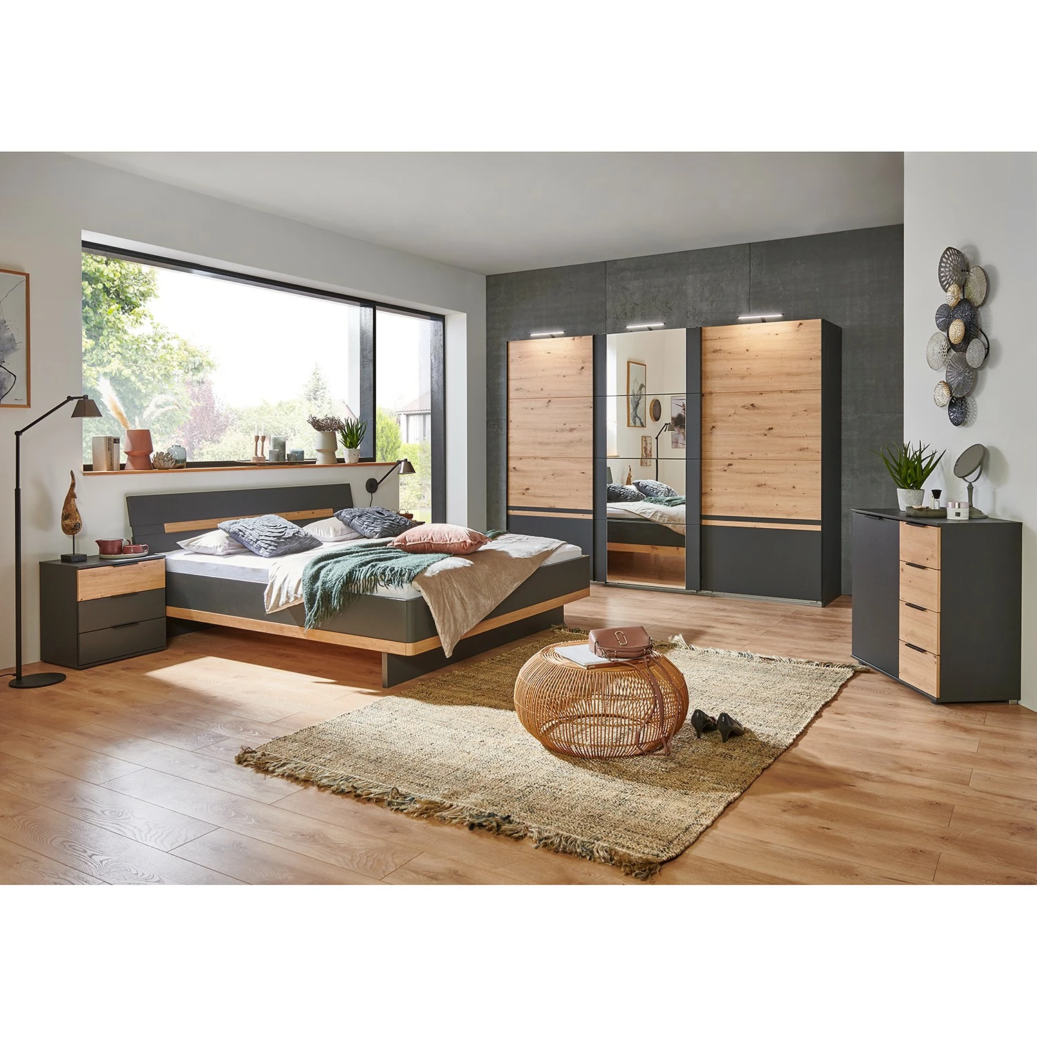 Wimex Schwebetürenschrank Gibraltar - Eiche Artisan Dekor / Anthrazit – Bild 2