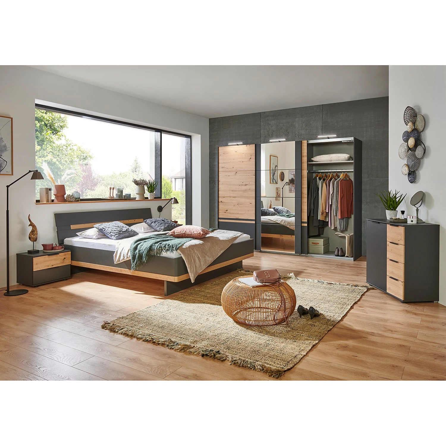 Wimex Schwebetürenschrank Gibraltar - Eiche Artisan Dekor / Anthrazit – Bild 3