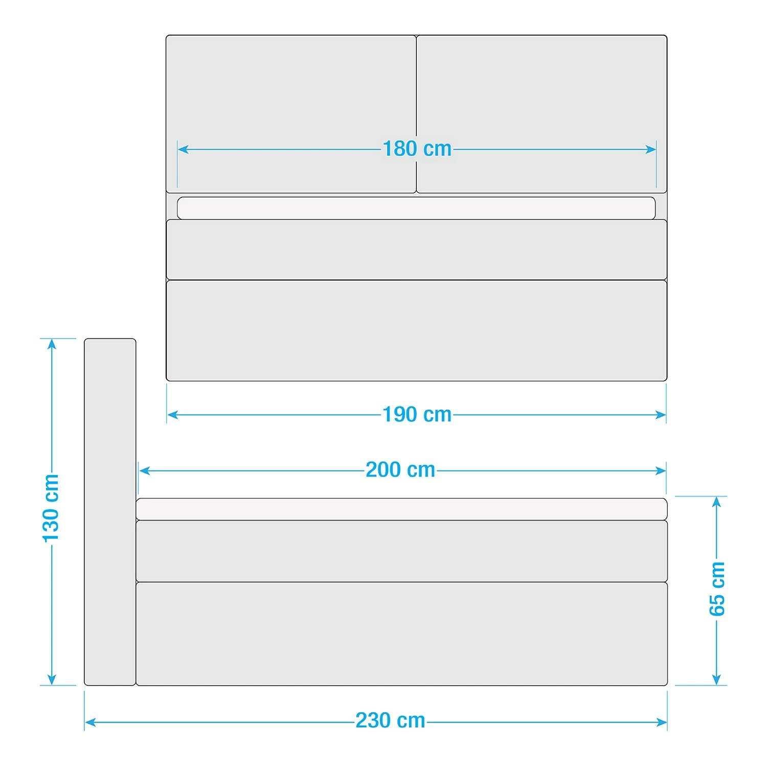 Boxspringbett Kinx - Stoff KINX: Beige - 180 x 200cm - H3 - 130 cm – Bild 20