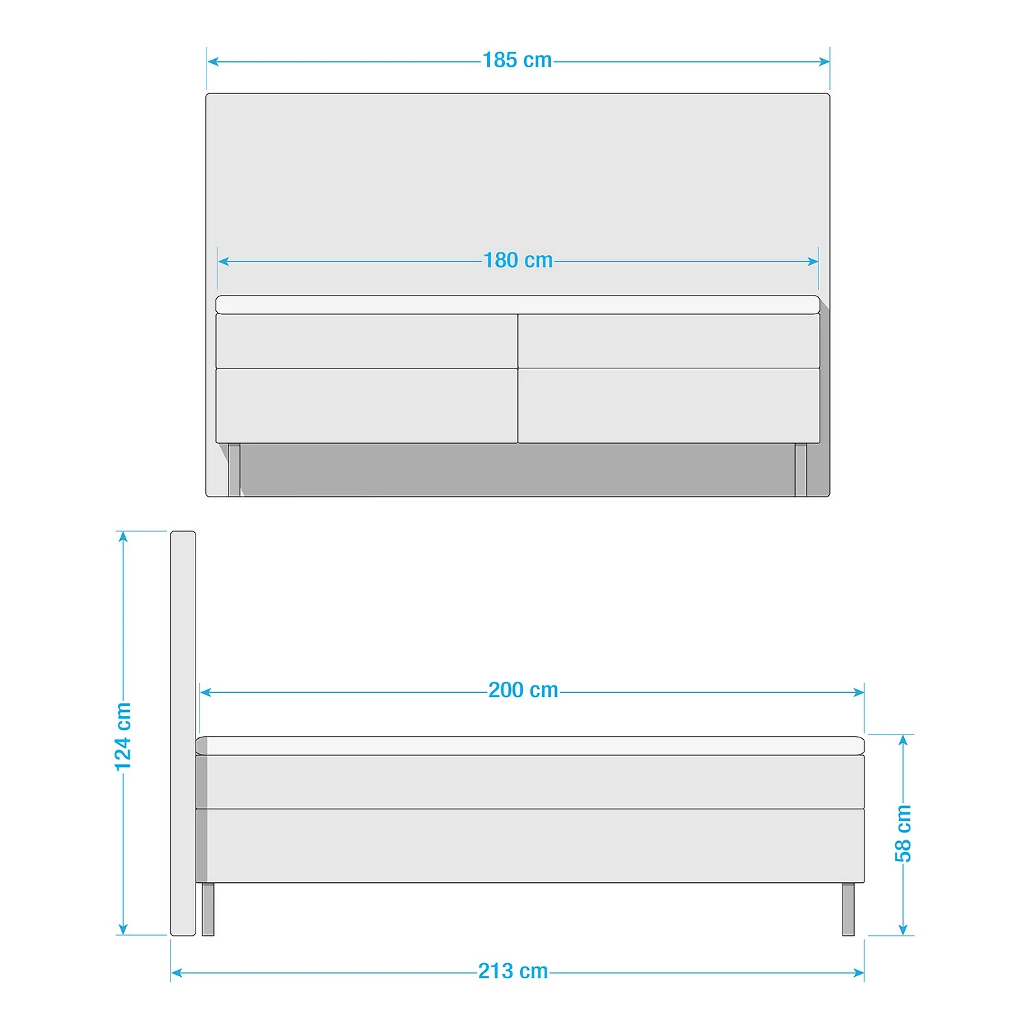 Loftscape Boxspringbett Langfort - Beige - 180 x 200cm – Bild 7