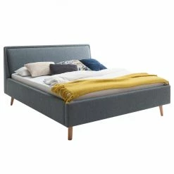 Meise.möbel Polsterbett Frieda - Webstoff Stenja: Grau - 180 x 200cm - Braun - Ohne Stauraum