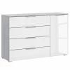 Sideboard SKØP x4+1 - Hochglanz Weiß / Seidengrau - Korpusfarbe