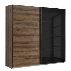 Loftscape Schwebetürenschrank Oliver I - Schlammeiche Dekor / Glas Schwarz