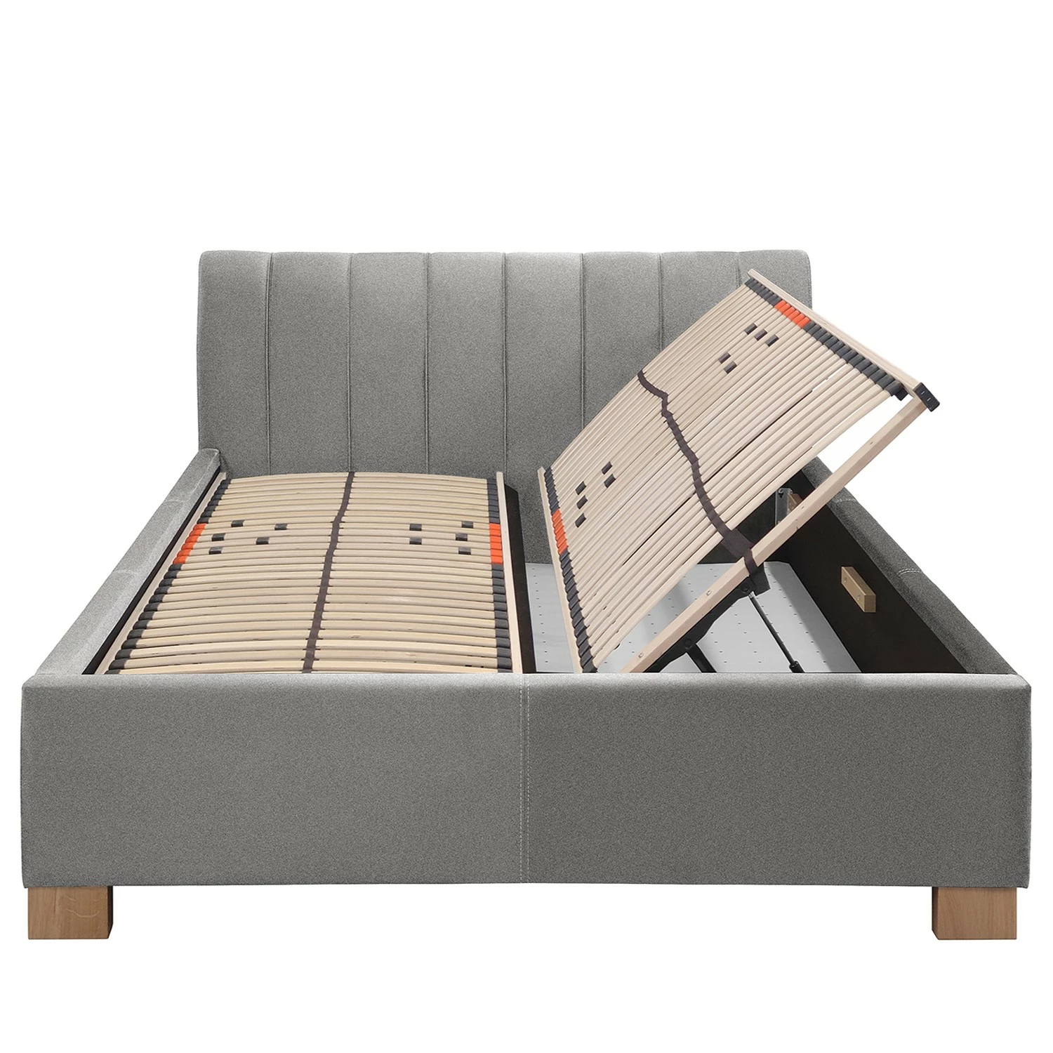 Mørteens Polsterbett Larisa - Strukturstoff Mali: Grau - 160 x 200cm - Mit Stauraum – Bild 6